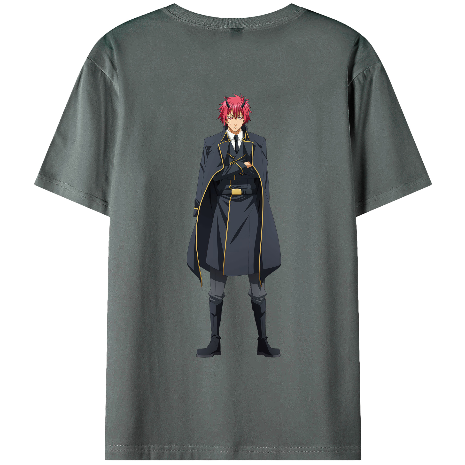 （画像用） 転スラ Regarding Reincarnated to Slime 綿100％ メンズ半袖Tシャツ（バックプリント） 通気性